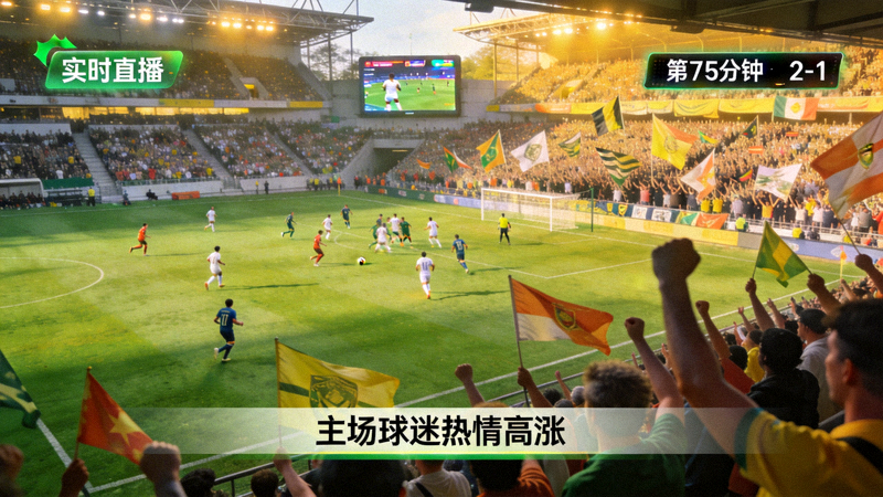 足球比赛实时直播画面与观众席盛况